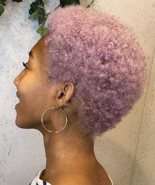 Rose Gold Lavender Hair Afro