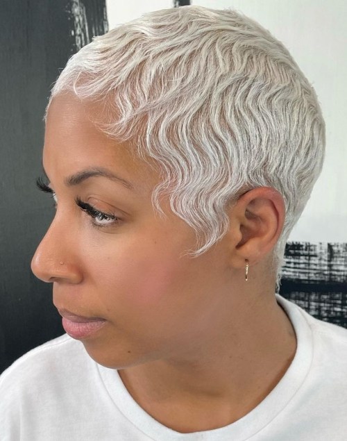 Short Silver Pixie for Black Skin