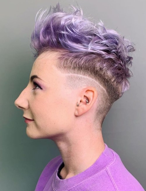 Short Undercut Metallic Lavender Hair