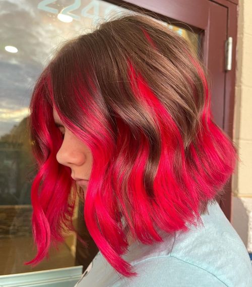 Vibrant Red Underneath Hair Color