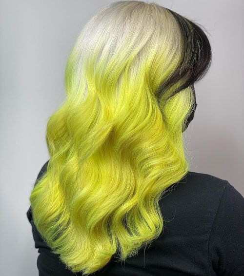 Yellow Dip Dye on an Icy Platinum Base