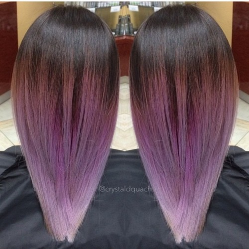 dark brown to lavender ombre