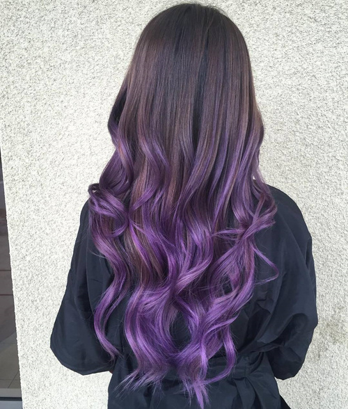 dark brown to purple ombre