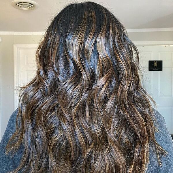 Direct Light Brown Highlights - a woman wearing a dark gray shirt