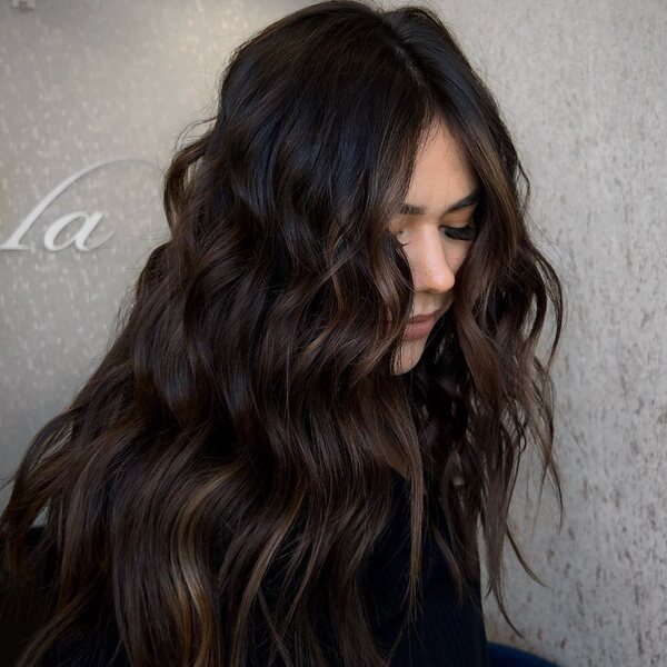 Fudged Beach Waves - A woman wearing black top.