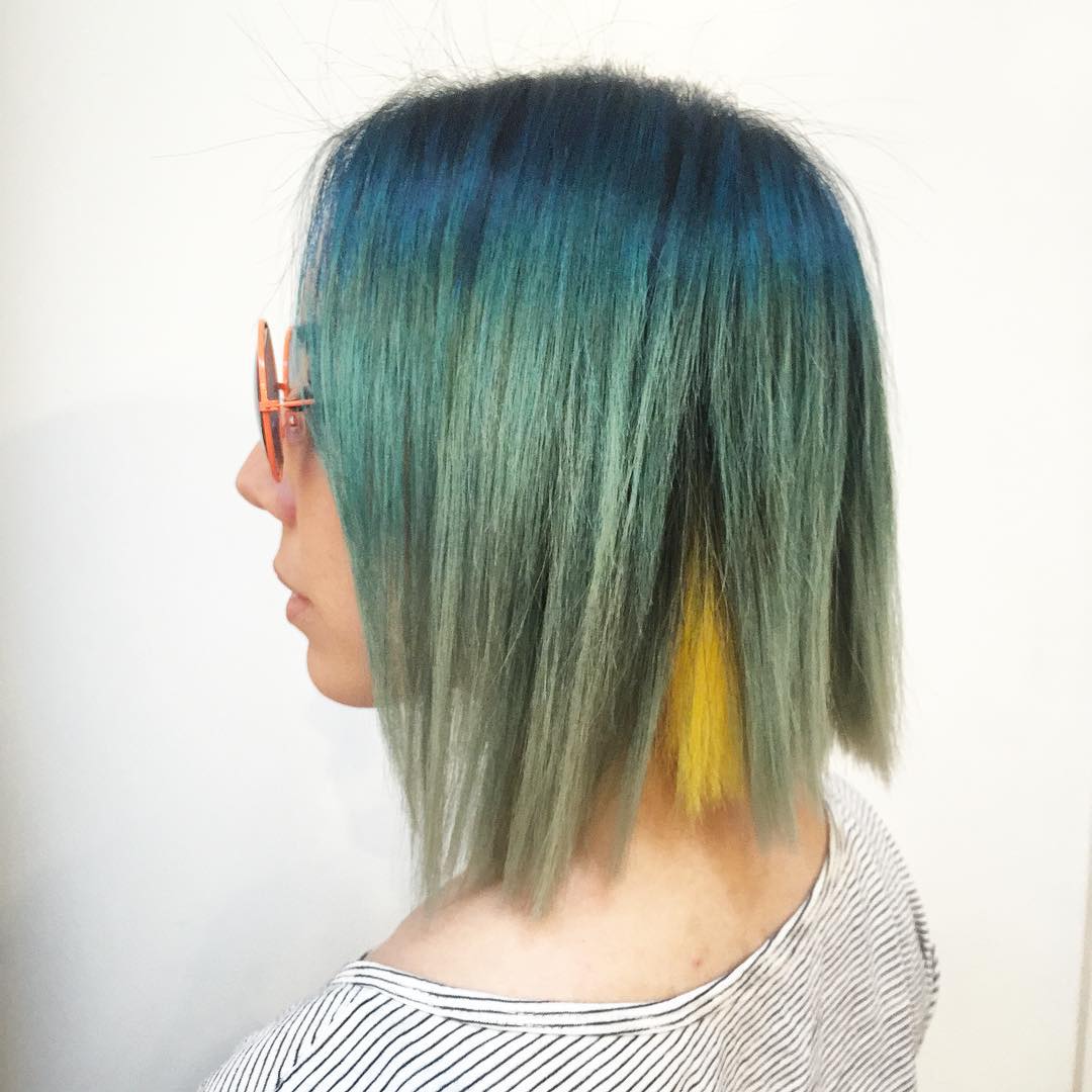 Green Ombre With Yellow Peekaboo Highlights