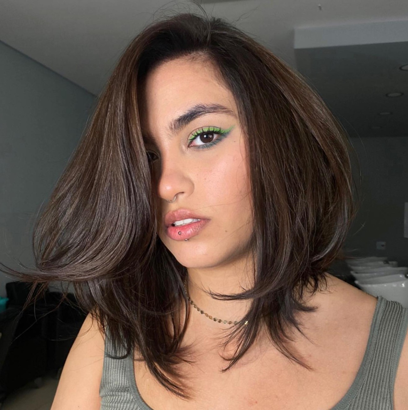 Long Angled Bob for Brunette Hair