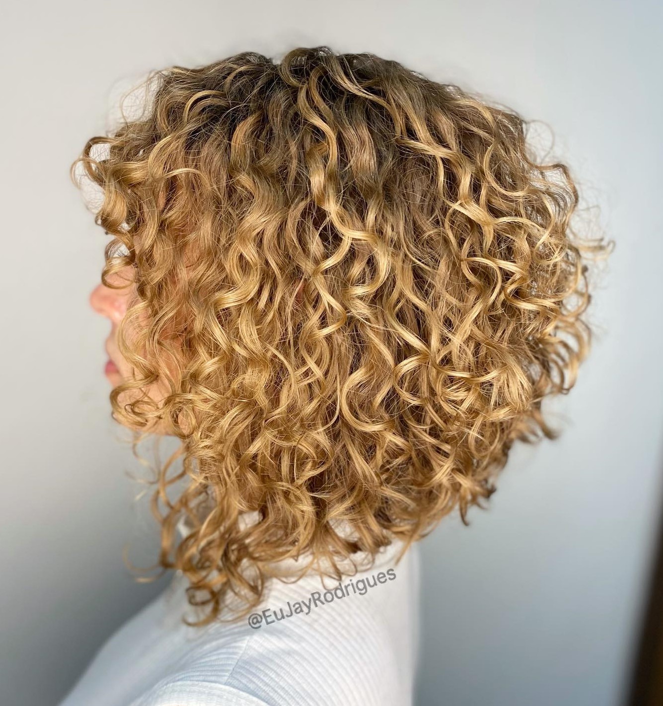 Long Angled Bob for Curly Hair