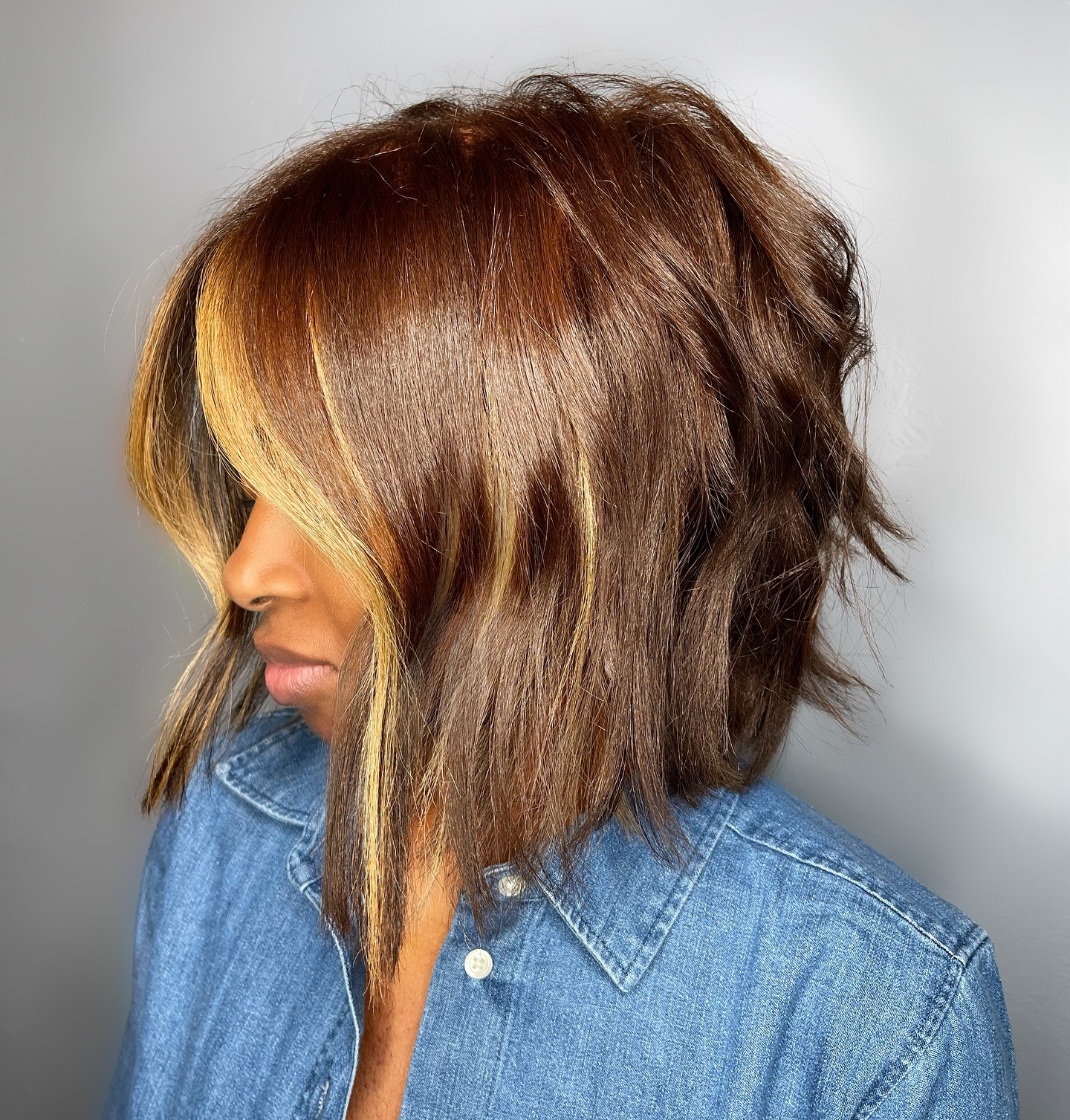 Long Angled Bob with Balayage