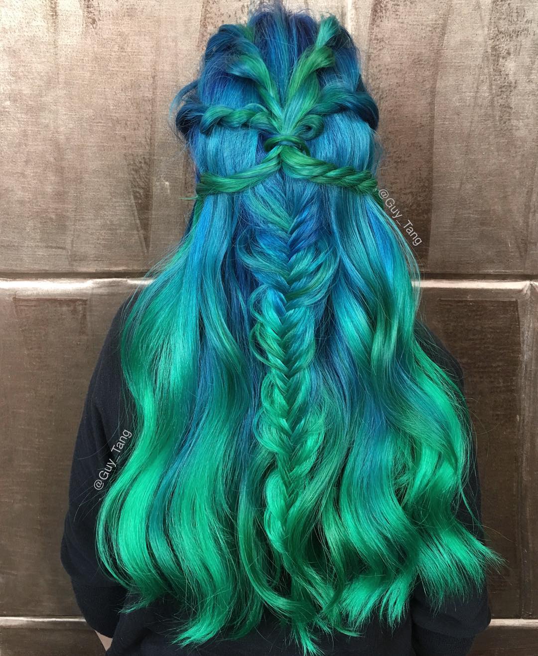 Long Blue And Green Hair