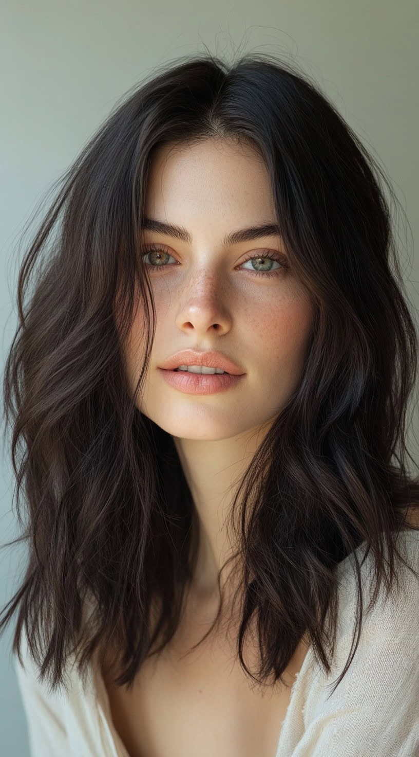 Long bob with loose waves and soft texture.