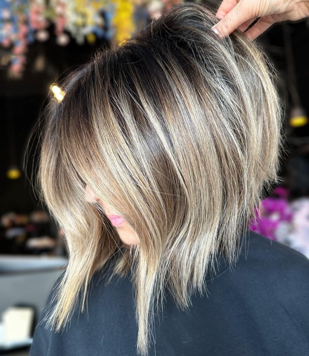 Medium Angled Bob with Highlights