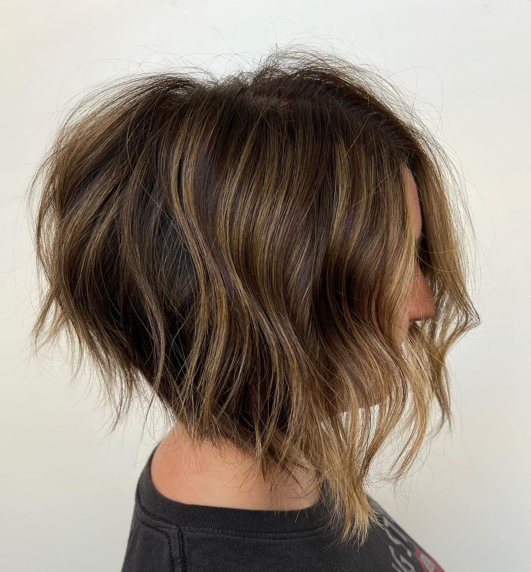 Messy Graduated Bob with Highlights