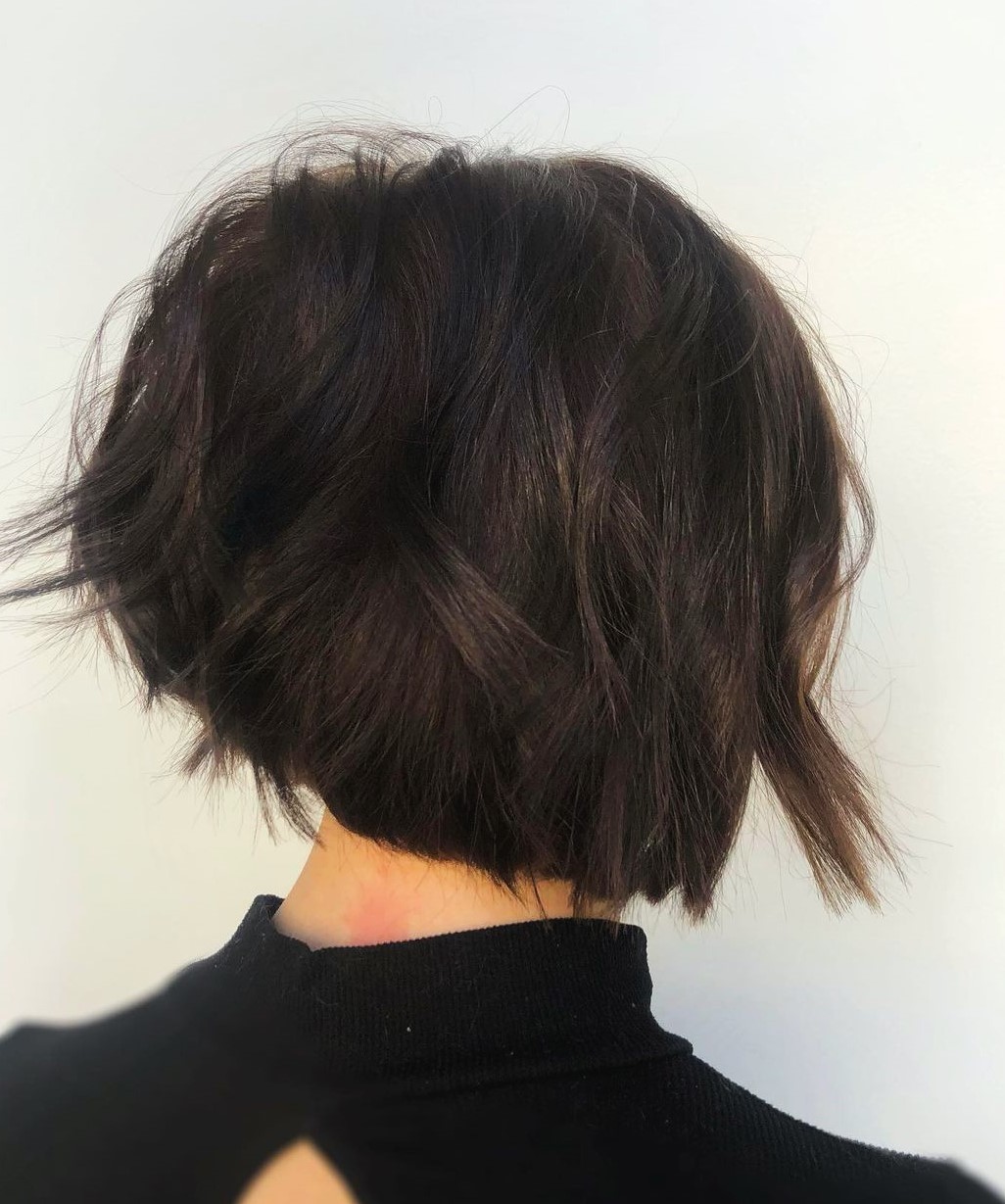 Messy Inverted Bob Haircut for Thick Hair