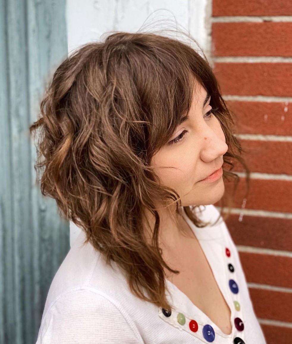 Messy Inverted Bob with Bangs