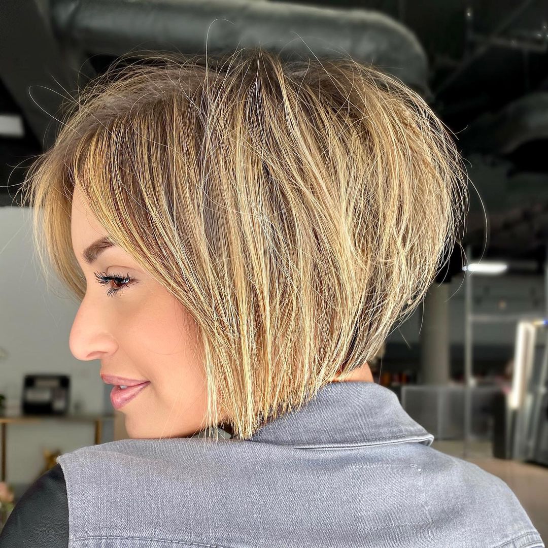 Messy Inverted Bob with Lowlights