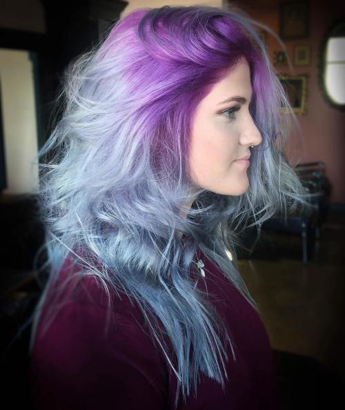 Pastel Blue Hair With Lavender Roots