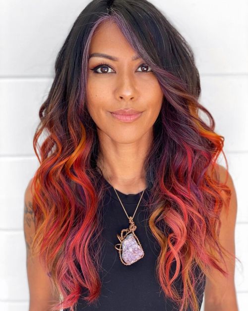 Rainbow Ombre on Dark Brown Hair