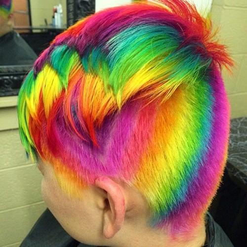 Short Undercut Hairstyle and Rainbow Hair