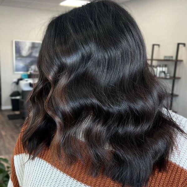 Subtle Balayage - a woman wearing two tone crochet sweater.